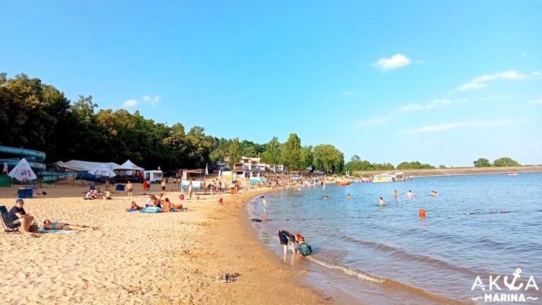 plaża, jezioro, góry, lato